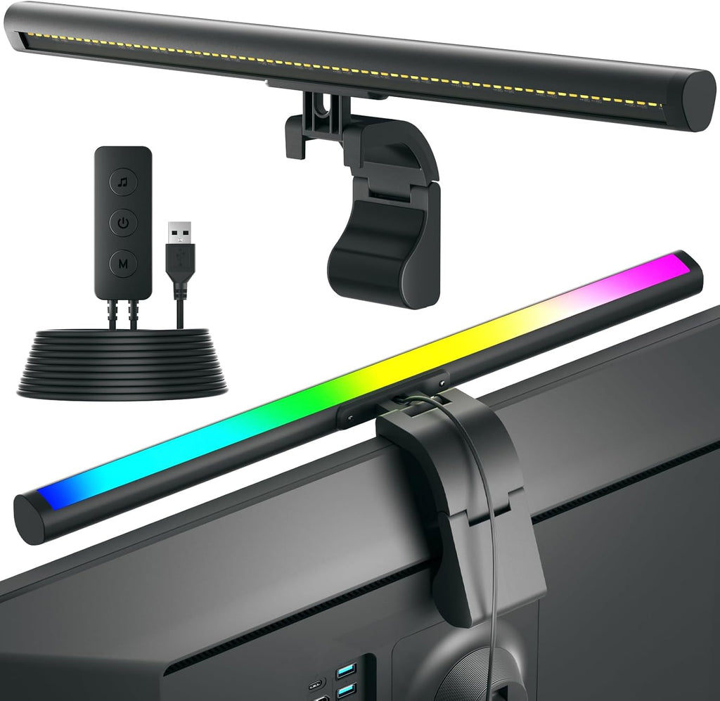 RGB Computer Light Bar， LED Monitor Lamp Screen Light Bar, Adjustable Monitor Light Bar with Clip Mount,For Computer Monitors and Home Office Settings