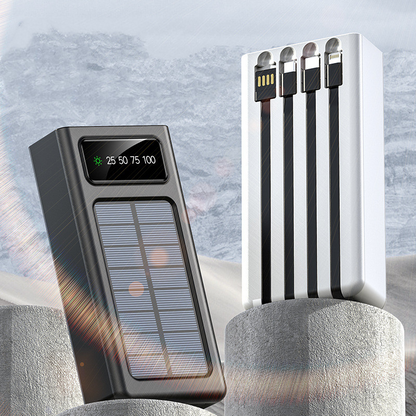 Portable Solar Power Bank with Cable