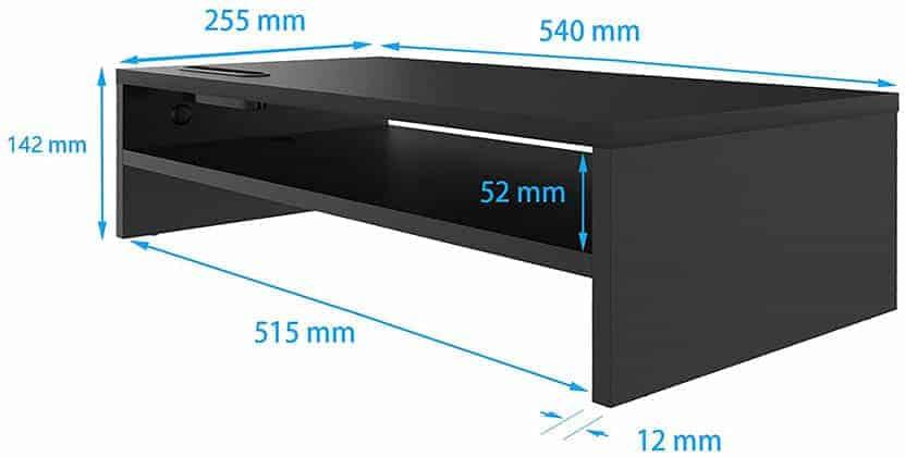 Monitor Riser with Storage Shelf